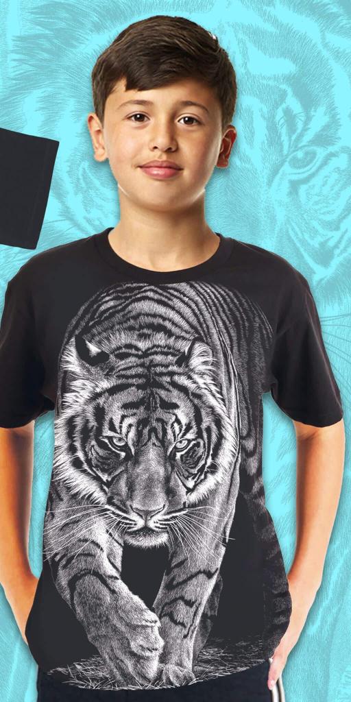 Тениска с тигър в тъмносиво