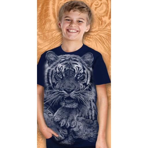Тениска с тигър в тъмносиньо