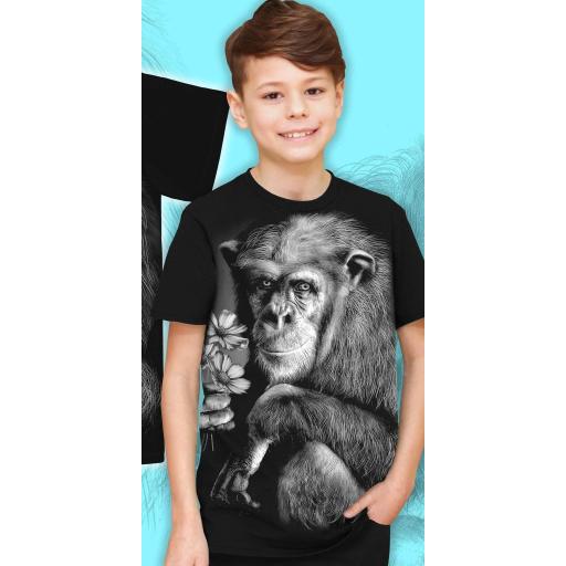 Тениска с орангутан в черно