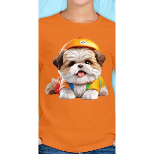 Блуза тънка Куче с шапка в оранжево
