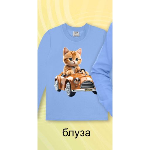 Блуза тънка Коте с кола в синьо