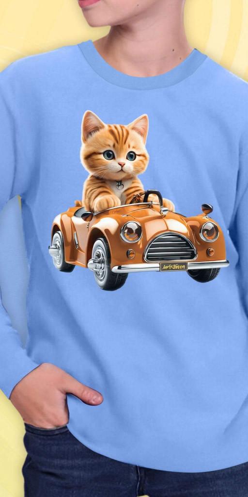 Блуза тънка Коте с кола в синьо