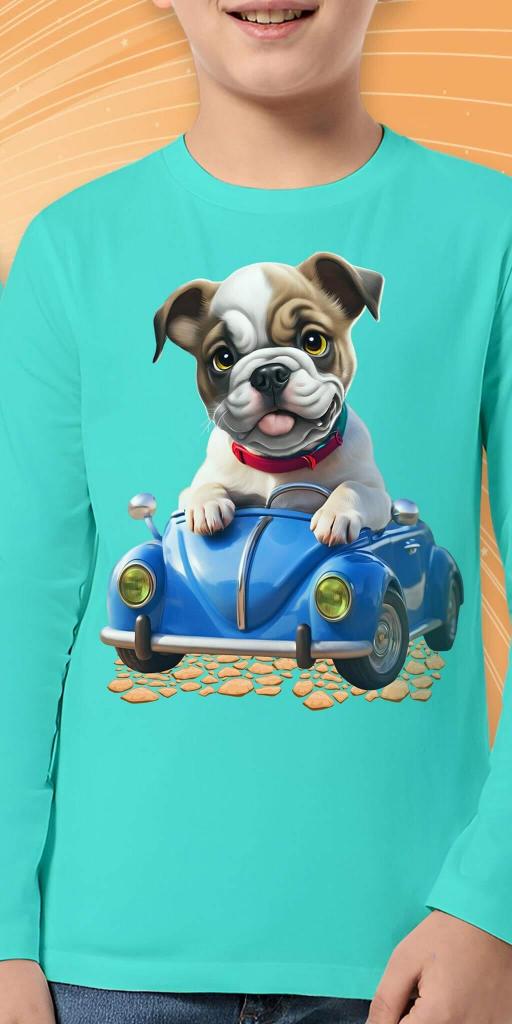 Блуза тънка Куче с кола в мента