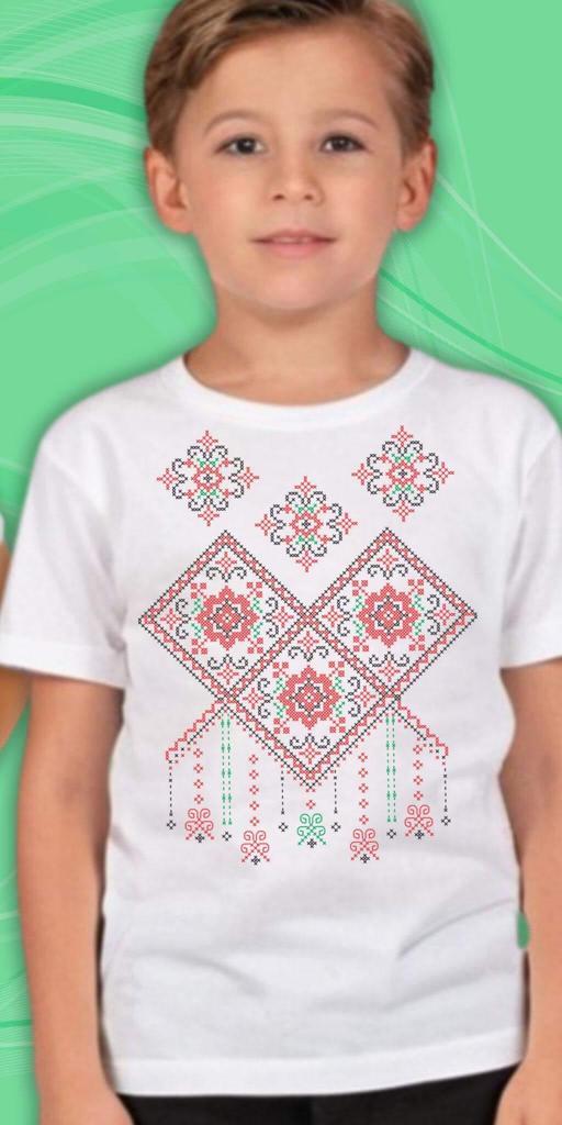 Тениска с фолклорни български мотиви в бяло 6
