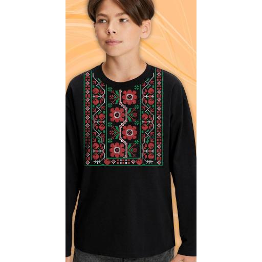 Блуза тънка с фолклорни български мотиви в черно 14