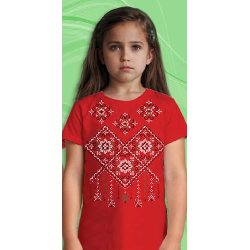 Тениска с фолклорни български мотиви в червено12