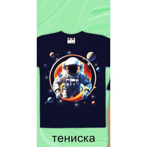 Тениска с космонавт в тъмносиньо 1