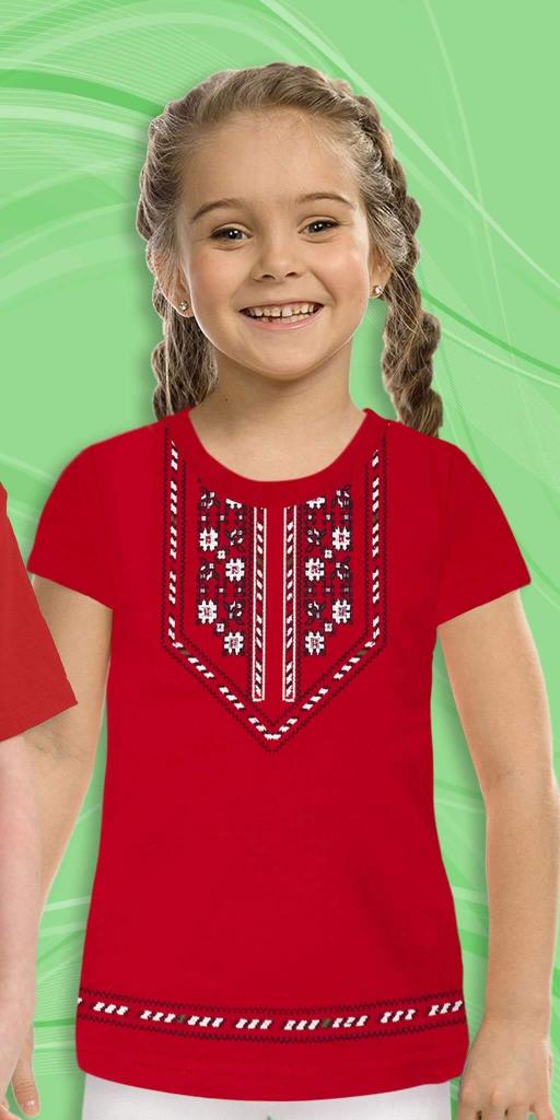 Тениска с фолклорни български мотиви в червено