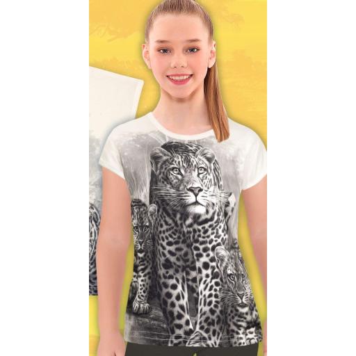 Блуза с къс ръкав с Леопард в екрю