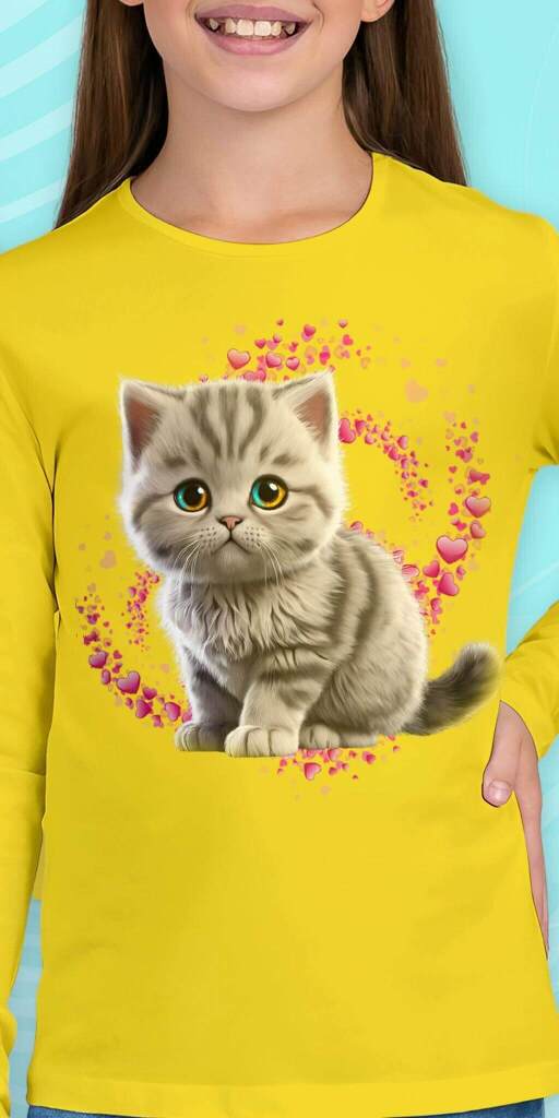 Блуза тънка Сладко коте в жълто