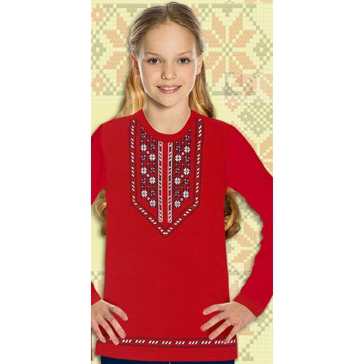 Блуза тънка с фолклорни български мотиви в червено