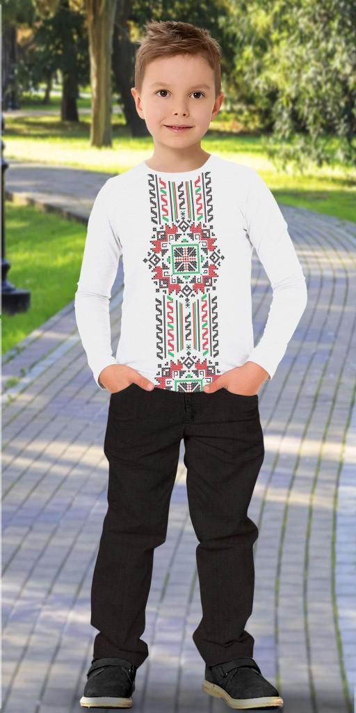 Комплект панталон и блуза с фолклорни мотиви в бяло 1