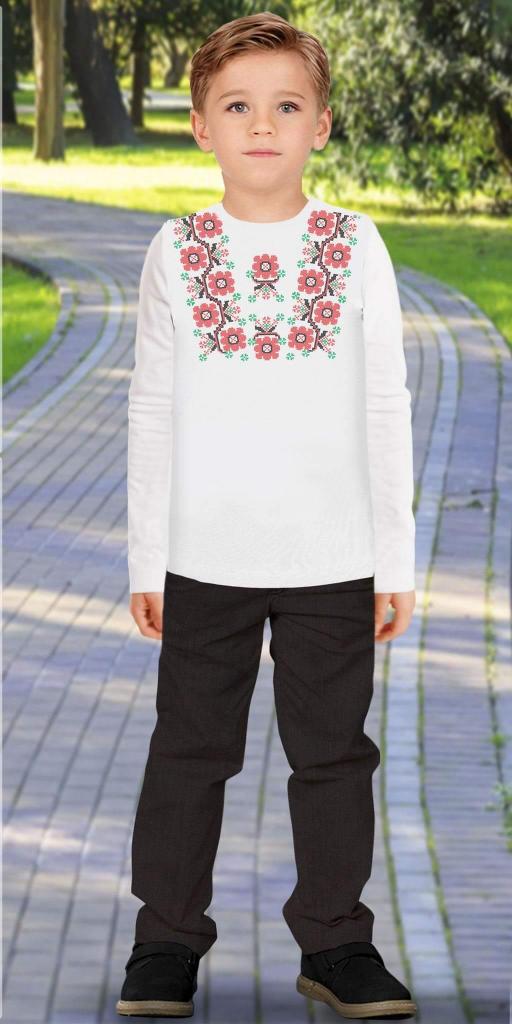 Комплект панталон и блуза с фолклорни мотиви в бяло 9