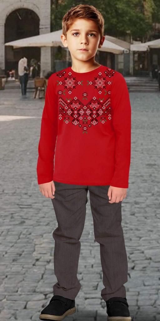 Комплект панталон и блуза с фолклорни мотиви в червено 13