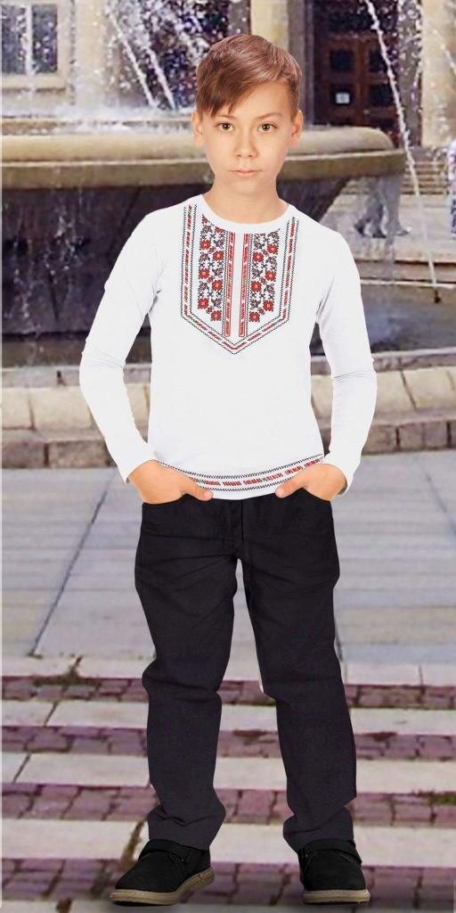 Комплект панталон и блуза с фолклорни мотиви в бяло-2