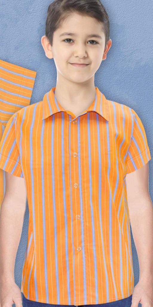 Риза спортно-елегантна райе в оранжево