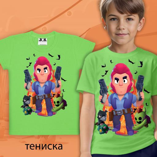 Тениска с BRAWL STARS в зелено