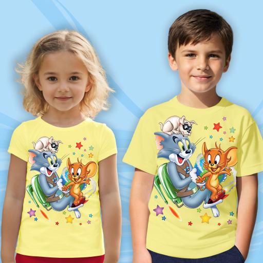 Тениска с Том и Джери в жълто