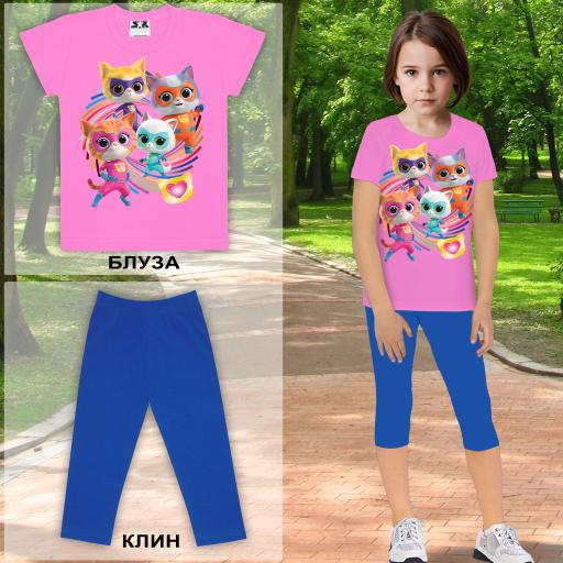 Комбинация 2 части (б/к) Супер котета в розово