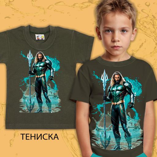 Тениска с Аквамен в маслено зелено