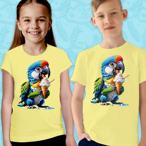 Тениска с Папагал в жълто