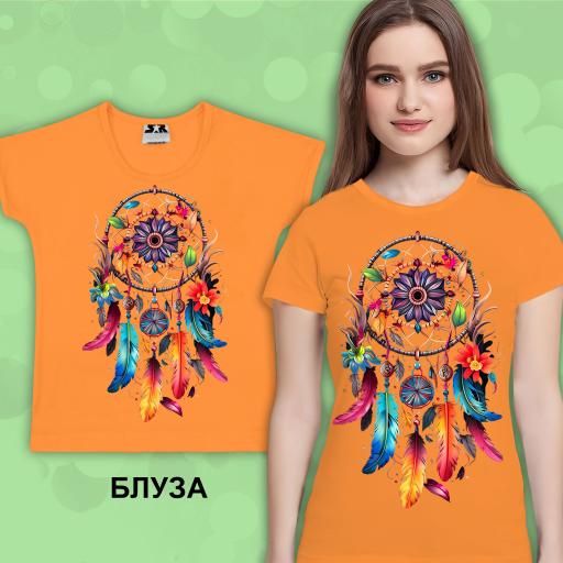 Тениска капан за сънища в оранжево