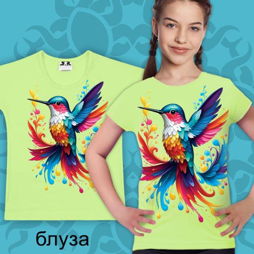 Тениска с Колибри в резеда