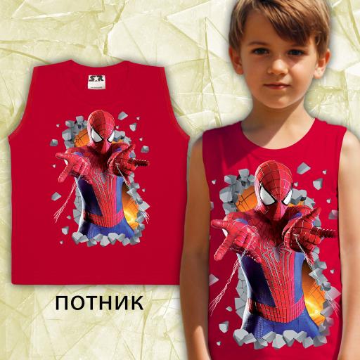 Тениска без ръкав Спайдърмен в червено