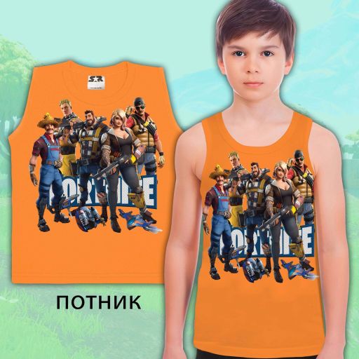 Тениска без ръкав Фортнайт в оранжево