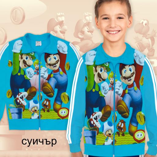 Суичър Супер Марио в наситеносиньо