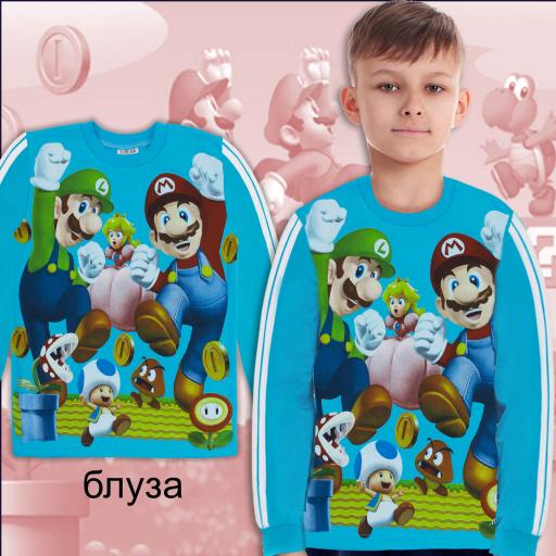 Блуза плътна Супер Марио в наситеносиньо