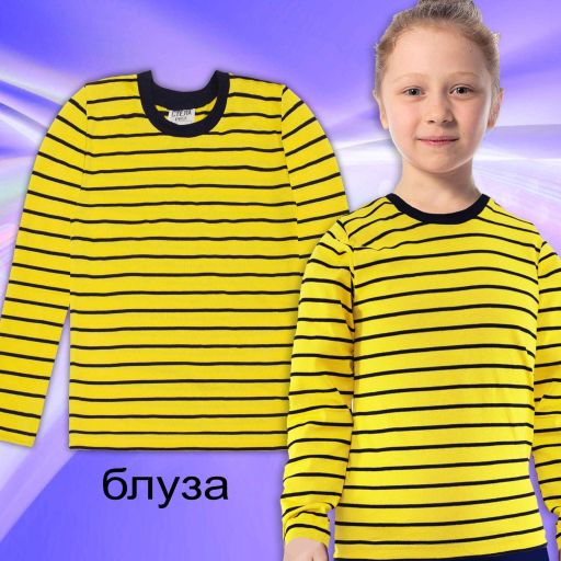 Блуза тънка райе в жълто и черно