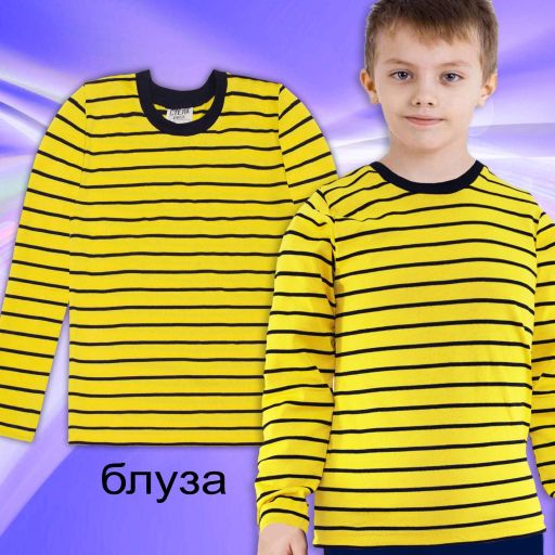 Блуза тънка райе в жълто и черно