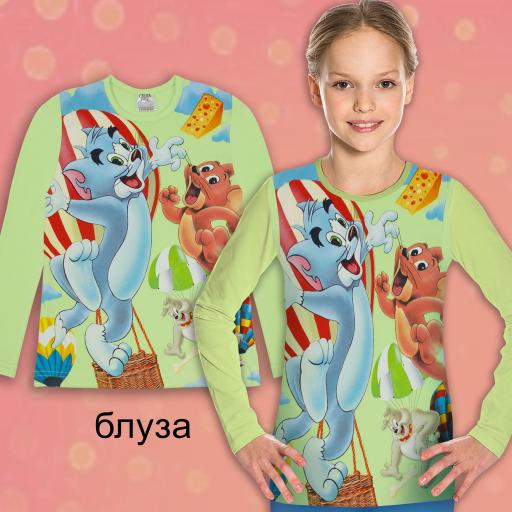 Блуза тънка Том и Джери резеда