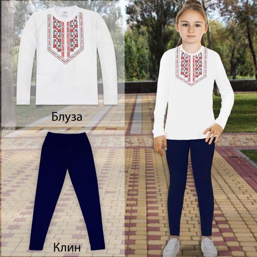 Комплект 2 части (б/к) с фолклорни мотиви в бяло