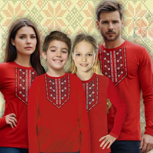 Блуза тънка с фолклорни български мотиви в червено