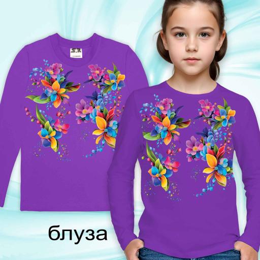 Блуза тънка цветя в виолетово