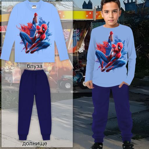 Комплект тънък 2 части (б/д) Спайдърмен в синьо