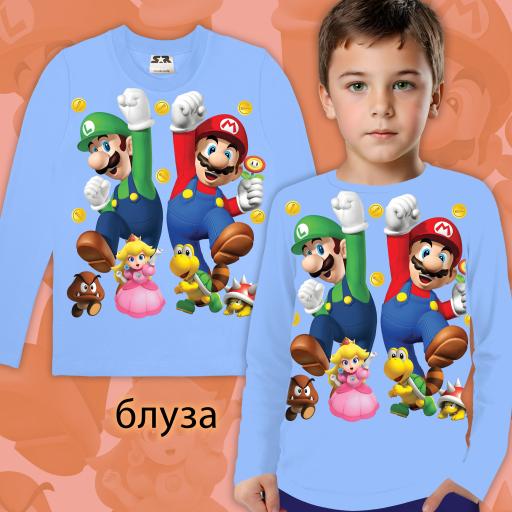 Блуза тънка Супер Марио в синьо