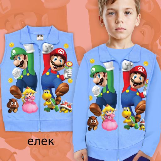 Елек плътен Супер Марио в синьо