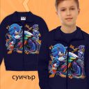 Суичър плътен Супер Соник в тъмносиньо