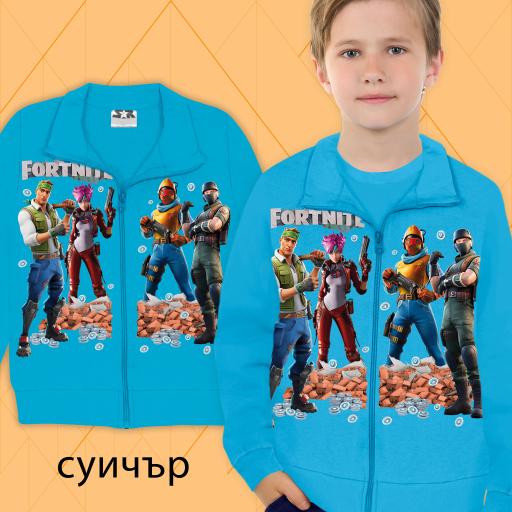 Суичър плътен Фортнайт в наситеносиньо