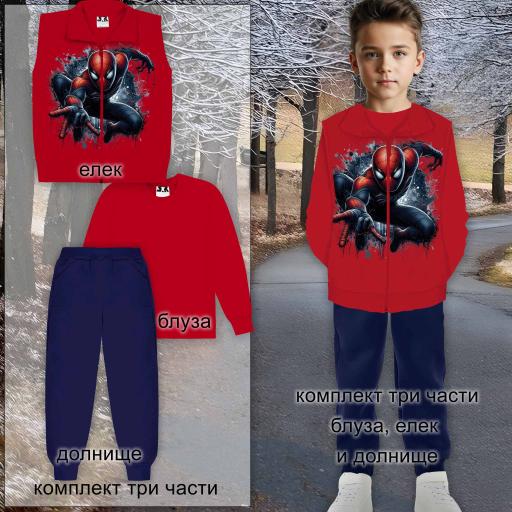 Комплект дебела вата 3 части (б/е/д) Спайдърмен в червено