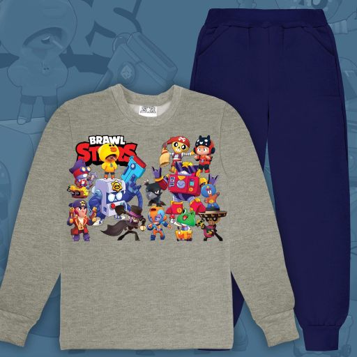 Комплект дебела вата 2 части (б/д) Brawl Stars в сиво