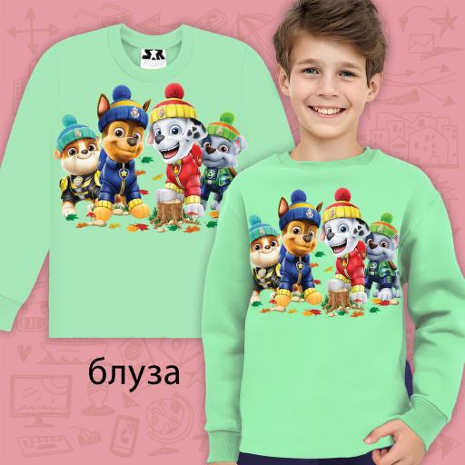 Блуза дебела вата Пес Патрул в светла мента