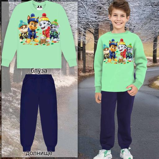 Комплект дебела вата 2 части (б/д) Пес Патрул в светла мента