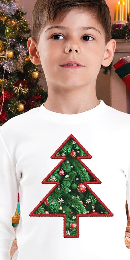 Блуза тънка с Коледна елха в бяло