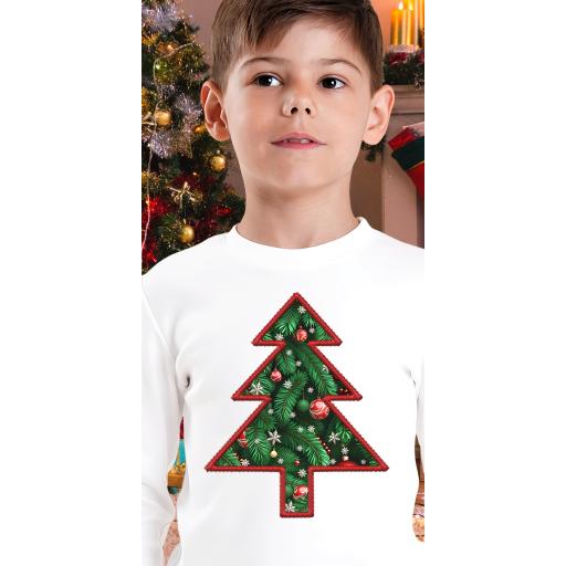 Блуза тънка с Коледна елха в бяло