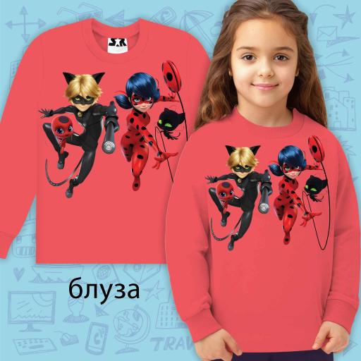 Блуза дебела вата Калинка и Котарака в корал