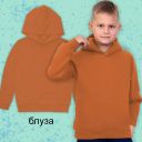 Блуза едноцветна с качулка в кафяво